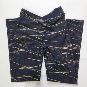 LiCi Fit Butt‎ Scrunch V Front Leggings Womens XXL 16-18 US Black Gold Marble